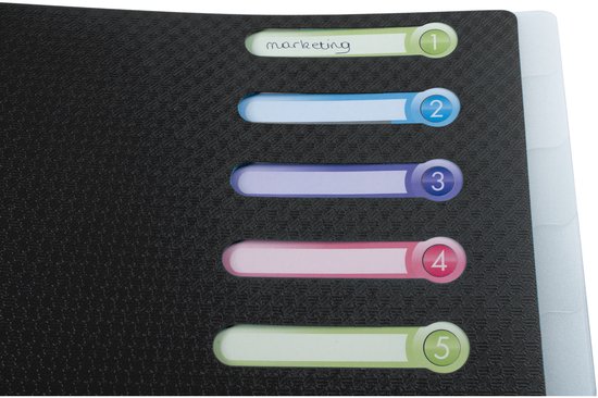 Exacompta 10x Trieur polypropylène 3 rabats 8 compartiments OPAK - Noir - 56181E