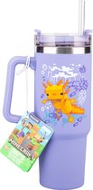 Minecraft Paarse 900ml geïsoleerde beker en rietje