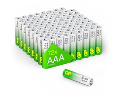 GP Extra Alkaline AAA batterijen – 72 stuks batterijen AAA (Micro/ LR03) – Batterij AAA met nieuwe G-TECH Technologie