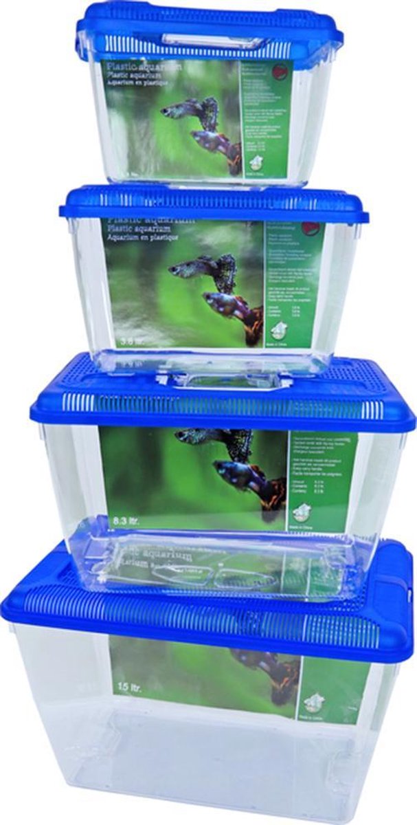 Gymnast Ongelijkheid Giftig Plastic Aquarium met blauwe deksel - 3,8 liter | bol.com