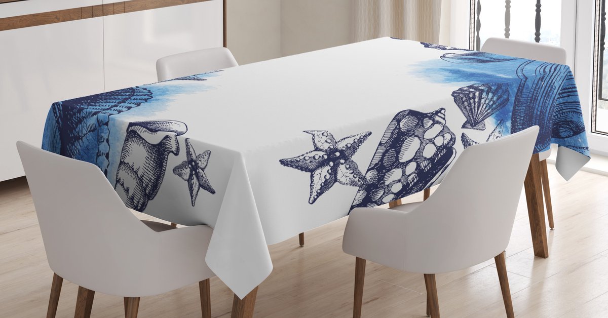 New Bed Oceaan Zeeleven Zee Schelpen Zand Rechthoekig tafelkleed voor eetkamer en keuken, zeer duurzaam 140 cm B x 240 cm L