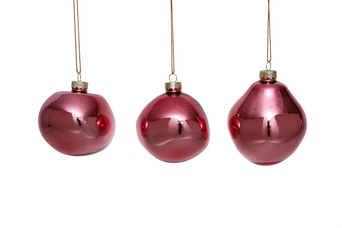 by Mooss - Kerstballen - Set van 6 - Pink - Roze - Organisch - Ø 8 cm - Kerst