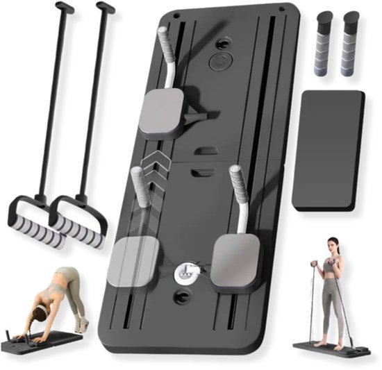 ExeractFit Pilates Board Set met Pilatesstang en Weerstandsband voor Thuisgym Opvouwbare Pilates Reformer, Multifunctionele Buikspiertrainer Full Body Workout Apparaat(Zwart ExeractFit Pilates Board Set met Pilatesstang en Weerstandsband voor Thuisgym Opvouwbare Pilates Reformer, Multifunctionele Buikspiertrainer Full Body Workout Apparaat(Zwart