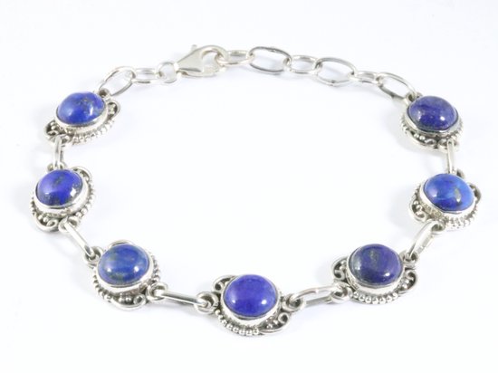 Bracelet artisanal en argent avec lapis lazuli