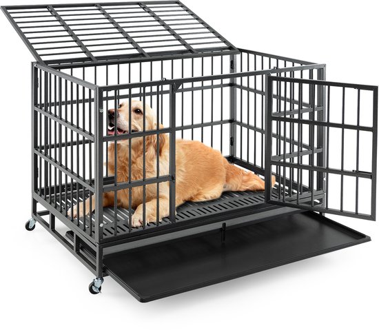 COSTWAY Puppyren opvouwbaar, puppyren met 8 panelen, afsluitbare deur