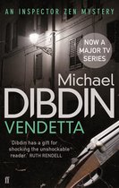 Boekomslag: Vendetta, een Inspector Zen mysterie, met een geweer en de tekst 'Nu een grote tv-serie'.