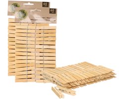 Ultra clean wasknijpers - 120x - bamboe hout - 7 cm - wasspelden knijpers - was ophangen - drogen