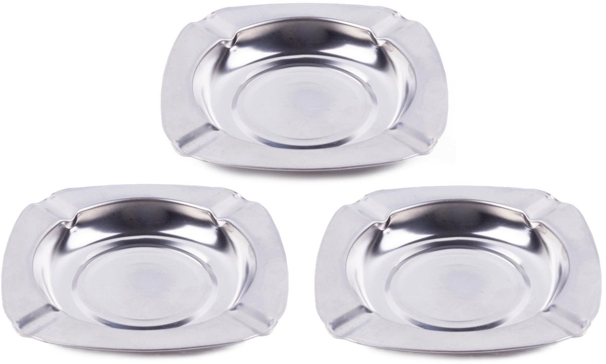 Benson Asbak - 3x - rvs - 11 cm - stapelbaar - binnen/buiten - asbakken