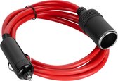 Verlengsnoer voor Sigarettenaansteker - 15A 12/24V - Max. 120W - 2 meter - Rood