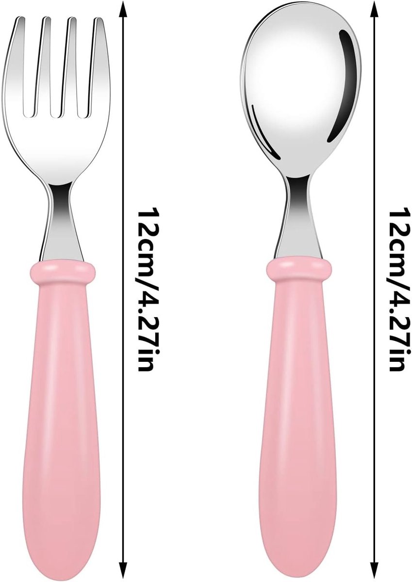 GRÄWE Princess Bestekset voor kinderen, roestvrij staal, kindervork, kinderlepel, kindermes, vanaf 3 jaar, geschenkverpakking