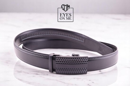 Ceinture en cuir noir sans trous avec boucle automatique pour homme ( modèle N031 )