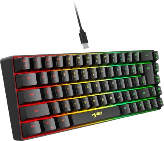 Hxsj V200 Zwart - Bedrade Gaming Toetsenbord - Mechanisch - 61 Keys - QWERTY Toetsenborden - Gaming Toetsenbord - Gaming Keyboard - Mechanical Keyboard