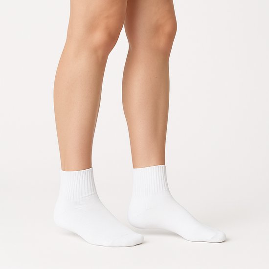 12 Paar Middelhoge Quarter Sokken Casual - Sportsokken - Wandelsokken - Katoen - Wit - Maat 43-46 - Heren Dames Unisex - Zomersokken B-6152