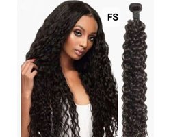 Frazimashop - Hairextention- Braziliaans Remy weave- Haarverlenging-24 inches- Haarstuks- Water Diep Golf- 1Stuks Bundel- zwart- Haar extenties- Human Hair- Krullen haar