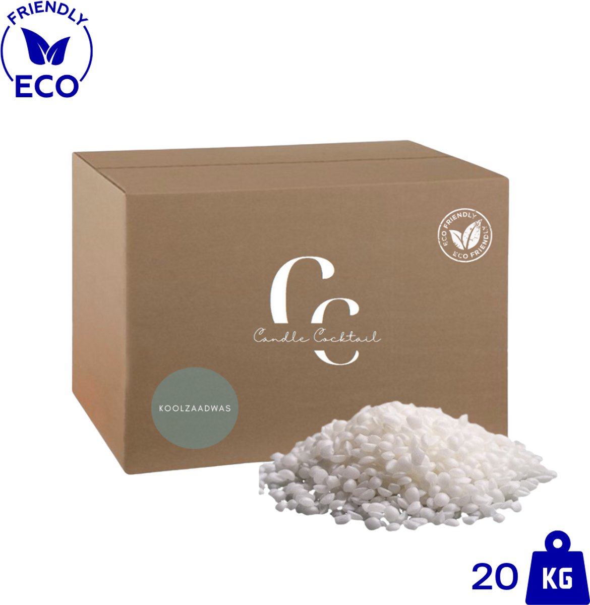 Candle Cocktail® Kwalitatieve 100% Ecologische Koolzaadwas | 20 KG | Voor Vrijstaande Kaarsen & Waxmelts | Vegan Kaarsenwas | Smeltpunt 50°C | Gietwas | Natuurlijke Was | Plantaardige Was | Kaarsenwas