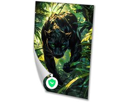 Zwarte panter in jungle decor - Panter posters - Poster dier - Digital Art - Wanddecoratie kinderkamer - Slaapkamer decoratie - poster 30x40 cm