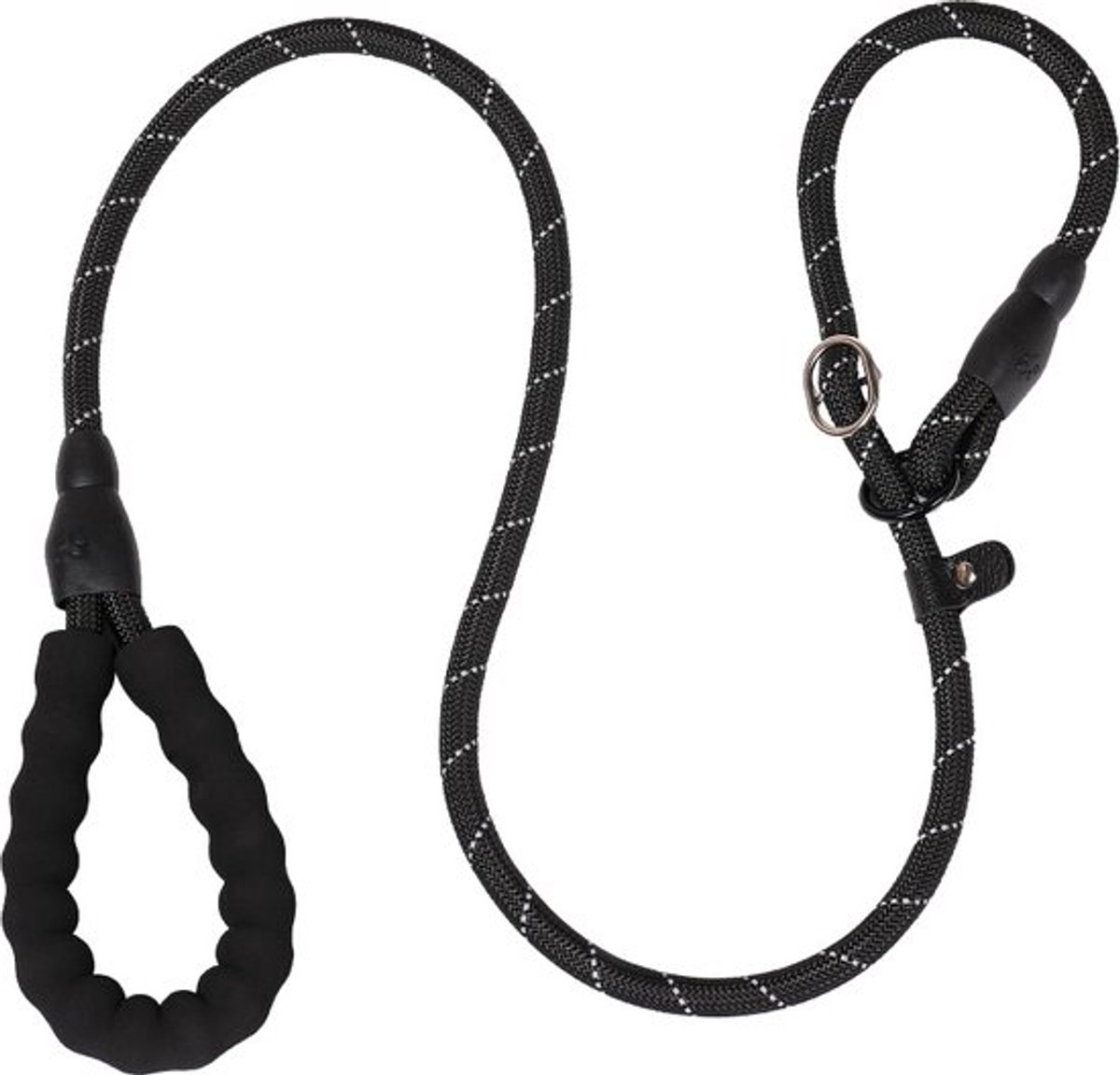 Nixnix® - Honden riem - 1,2m Lang - Zwart - Reflecterend - Dikte 1,2cm