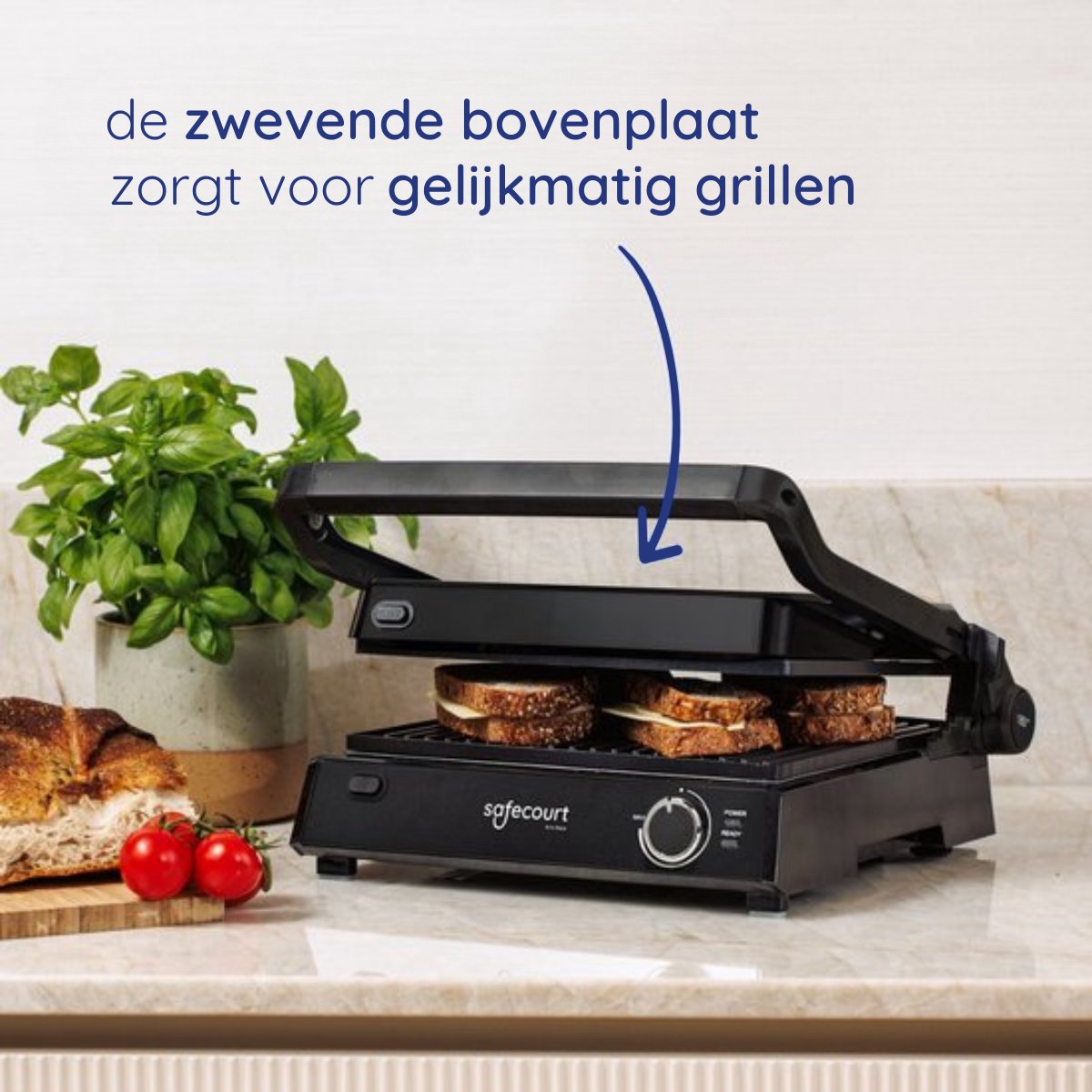 Safecourt Kitchen Tosti apparaat – Paninigrill en Tosti ijzer – Uitneembare PFAS-vrije platen & vaatwasserbestendig – Groot grilloppervlak – snel warm (2000W) – Contactgrill — cadeau in Kookcadeaus - foto 5