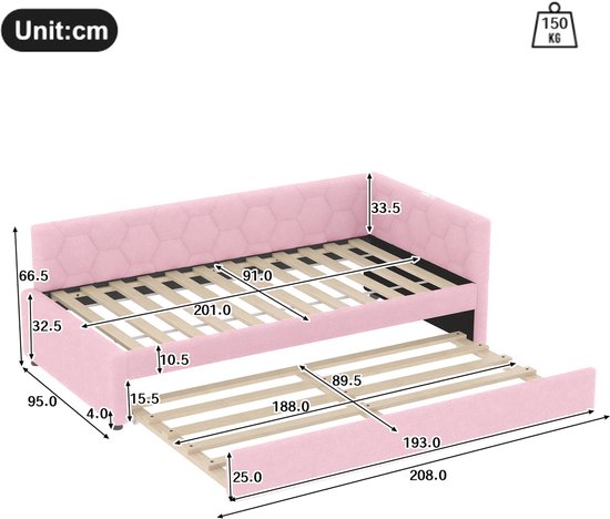 Slaapbank 140x200 Cm, Beige Linnen, Bed Met Opbergruimte, Ledstrip En Lattenbodem Zonder Matras