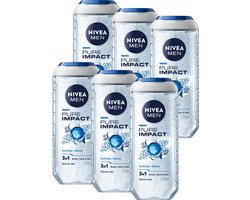 NIVEA MEN Pure impact Douchegel Mannen - 3-in-1 Shower Gel - Shampoo - Voordeelverpakking - 6 x 250 ML
