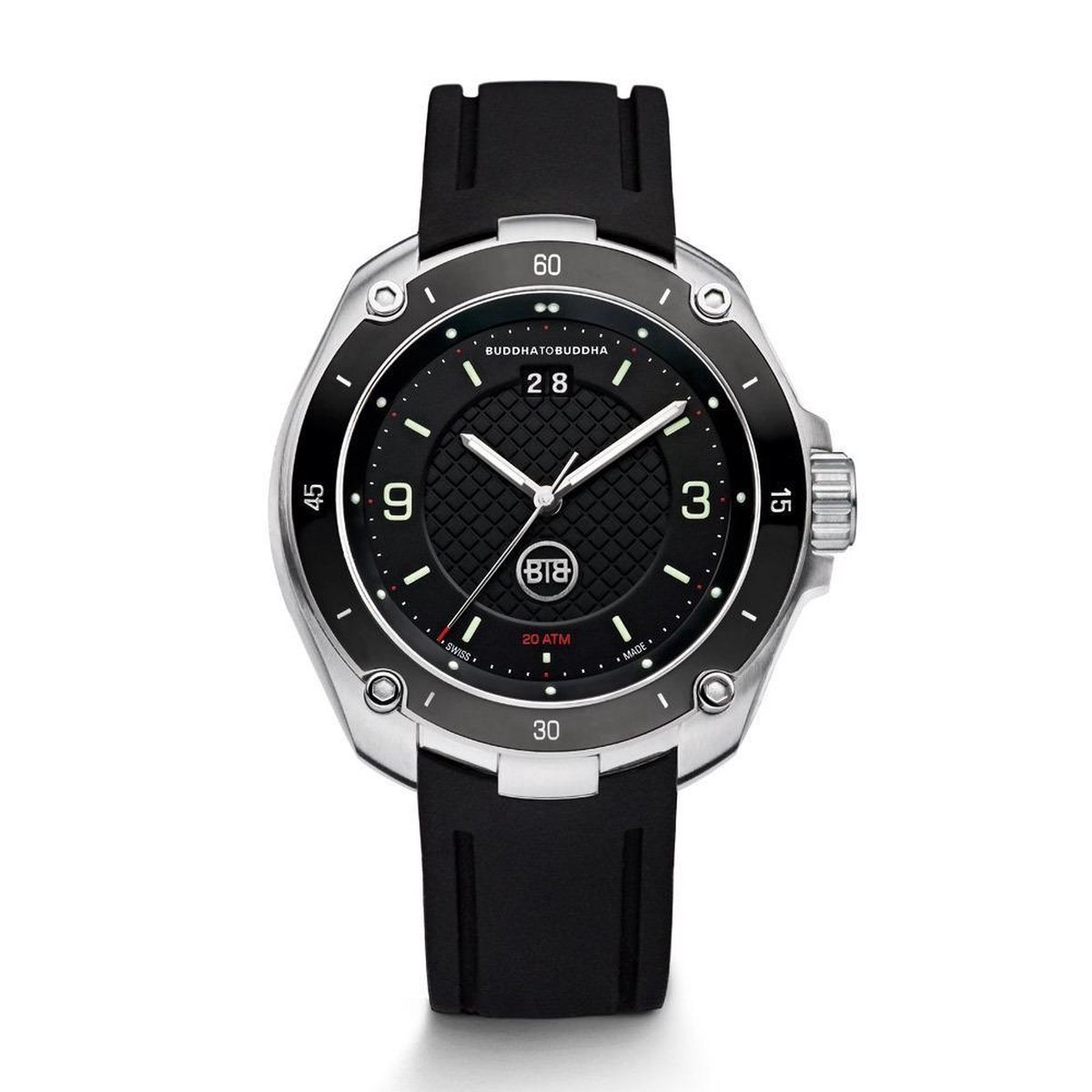 Buddha to Buddha Horlogeband voor 46mm Accelerator BTB.M.R… Horloges Zwart Rubber 21mm