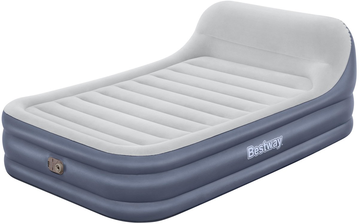 Bestway Tritech Queen Sleekflow Ingebouwd Dubbel Luchtbed Met Pomp Grijs 226x152x84cm