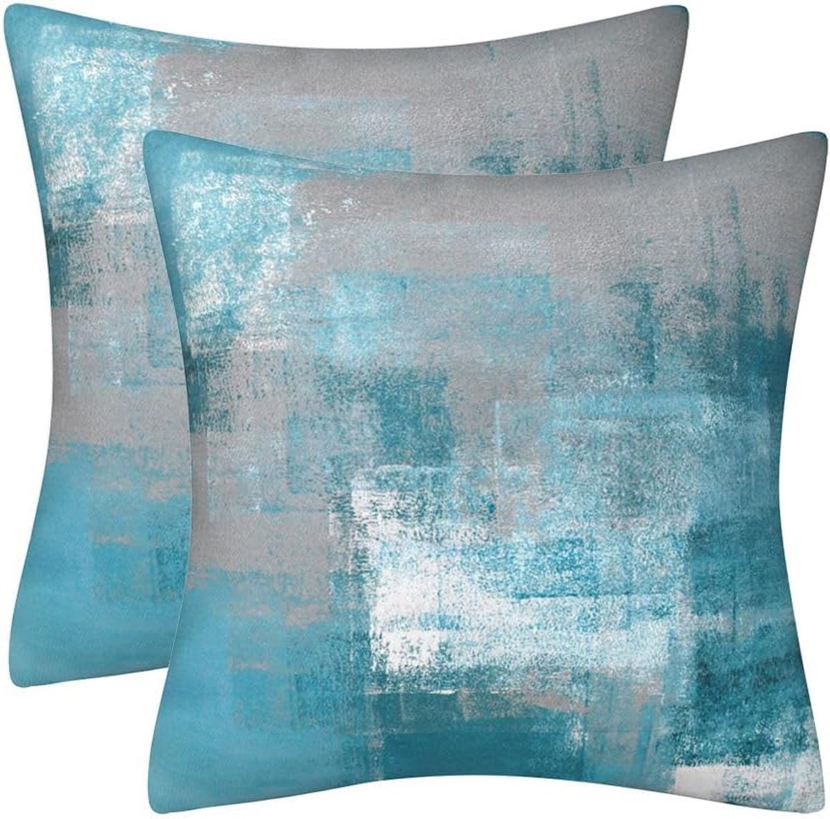 Ibenzoa Premium Zachte Kussenhoezen Set - Turquoise Grijs - 2 Stuks - Voor Thuis & Tuin Decoratie blauw
