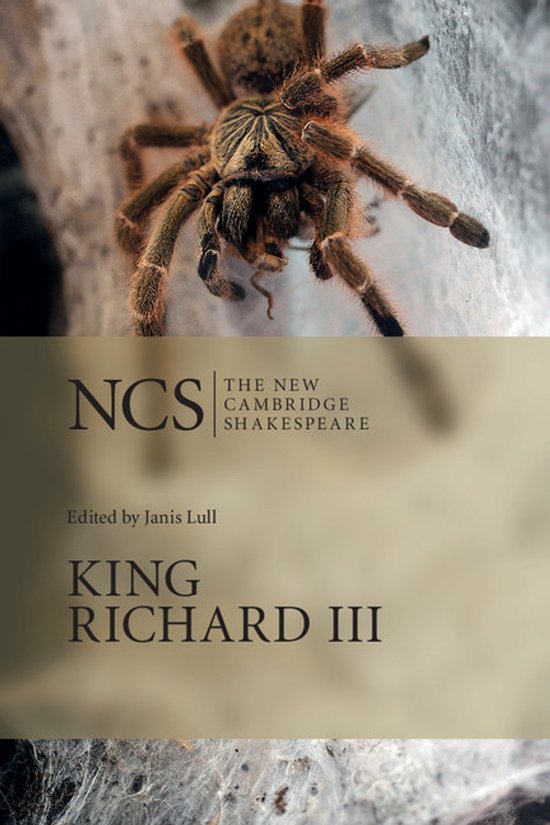 Een harige spin op een web met de titel 'King Richard III, The New Cambridge Shakespeare'.