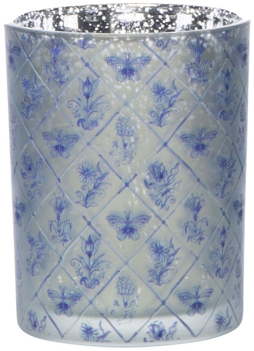 Mars & More 8716522105964/Windlicht Glas delfts blauw medium 12cm Mars & More Windlicht Glas delfts blauw medium 12cm delfsblauw