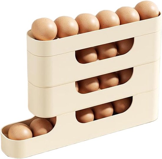 Egg Houder voor koelkast, automatisch rollend eierrek, 4 lagen, eierorganizer, grote capaciteit, voedselveilige eierdispenser voor koelkasten en keuken, ruimtebesparende ei-opslagoplossing