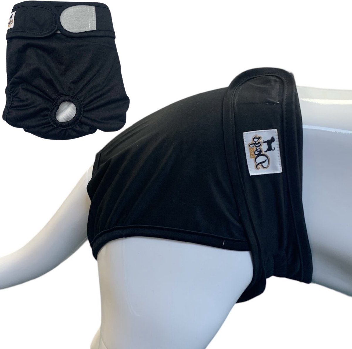 Dogs&Co® Loopsheidbroekje Zwart - Maat XS tot 2KG - Katoen & Mesh Stretchy met Klittenband - Hondenluier - Loopsheidbroekje hond - Honden - Incontinentiebroekjes