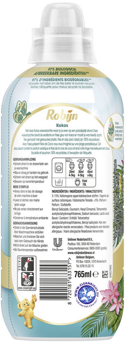 Goedkoopste Robijn Wasverzachter Kokos Sensation 38 Wasbeurten 765 ml