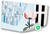 Moderne bloem met abstracte achtergrond - Bloem poster - Poster natuur - Minimalisme - Woonkamer poster - Decoratie woonkamer - poster 100x70 cm