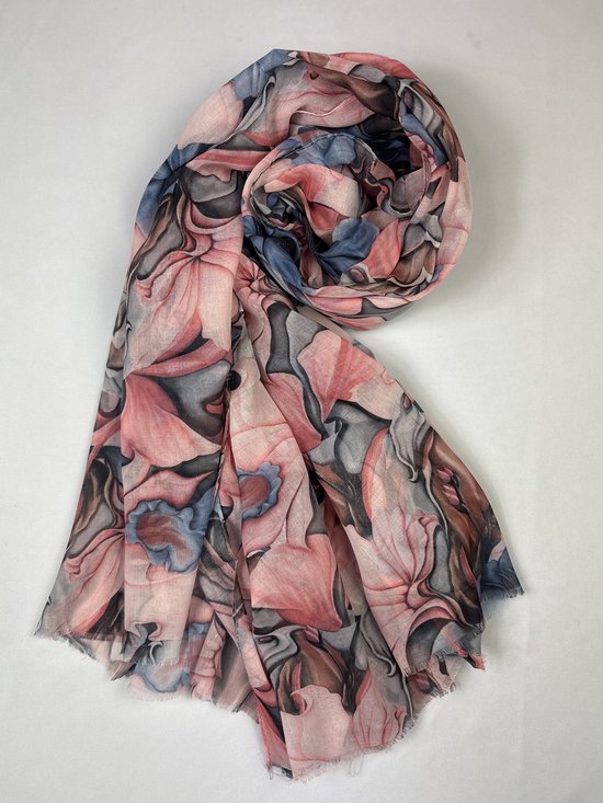 Foulard Rectangulaire Unisexe Rose/violet - 30% Coton, 70% Viscose - Fabriqué En France