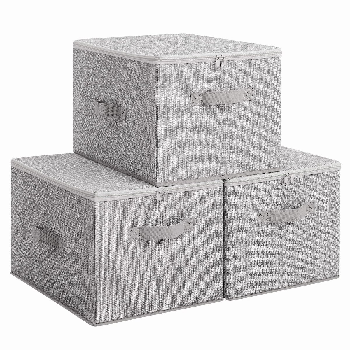 Unyqoos ® Ruime Opvouwbare Stoffen Opbergdozen Set van 3 met Deksel en Handgrepen