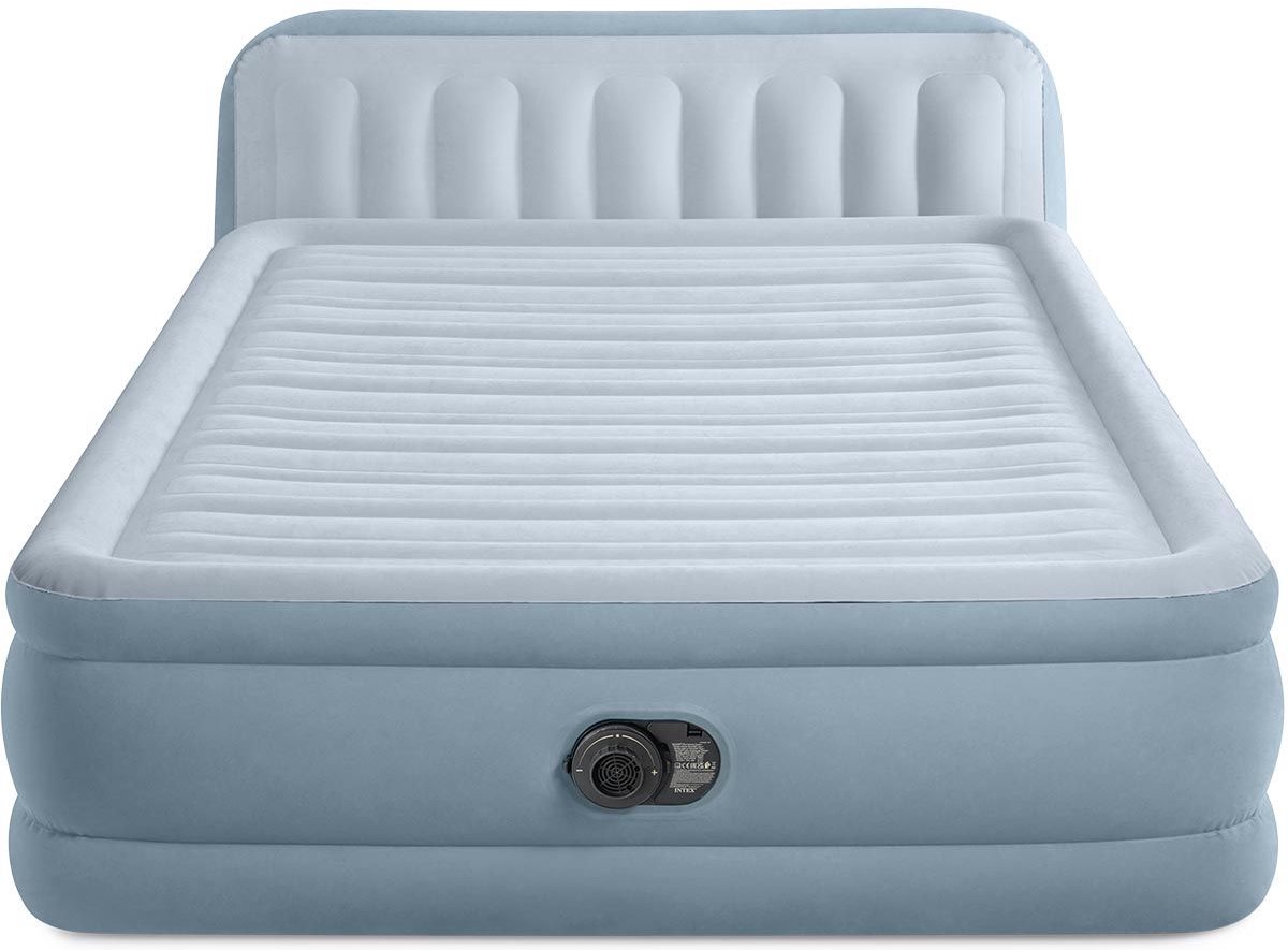 Intex Plush luchtbed met hoofdbord | Tweepersoons | 152 x 236 x 86 cm | Inclusief bijpassend hoeslaken + reparatiekit + twee hoofdkussens