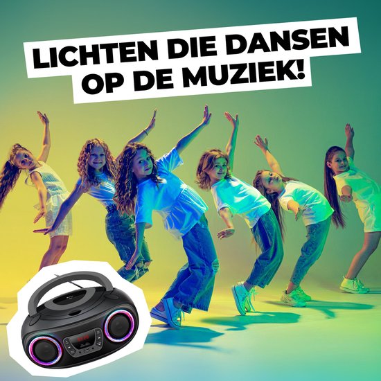 Denver Draagbare Radio CD Speler Kinderen - Bluetooth - Lichteffecten - Boombox - AUX - FM - TCL212BT - Grijs