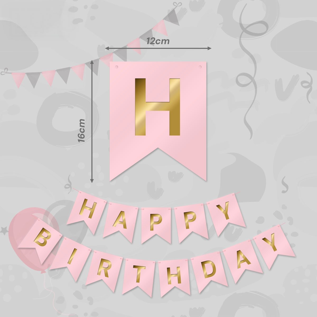 LUQ - Roze & Goud Happy Birthday Slinger Verjaardag Versiering Feest Versiering Verjaardag Slingers Decoratie — afbeelding 2