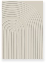 Aluminium plaat 20x30 cm - Poster - Organische lijnen - Beige - Minimalistisch - Japandi - Muurdecoratie - Wanddecoratie