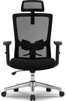 Ergonomische Bureaustoel - Bureaustoel - Bureaustoelen voor Volwassenen - met Verstelbare Hoofdsteun, Armleuningen en Lendensteun - 150 Kg - Zwart