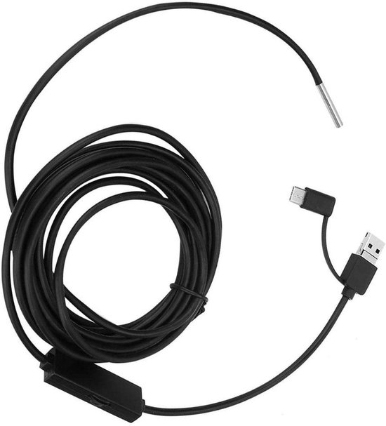 Endoscoop Android 3-in-1 waterdicht IP67 USB inspectiecamera met LED starre slangenkabel voor tablet smartphone (2 m