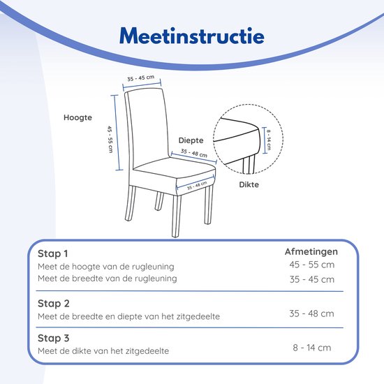 Housse de chaise Hilvard - Housses de siège de salle à manger - Velours - Stretch - Bleu foncé