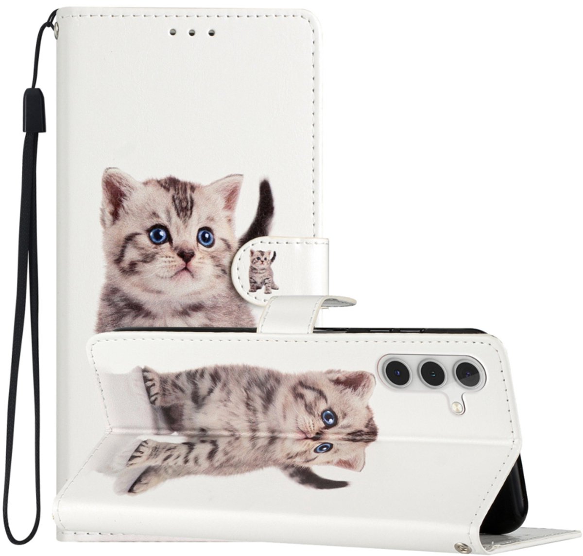 BookCover Hoes Etui geschikt voor Samsung Galaxy A16 - A17 - A26 - Lieve kitten