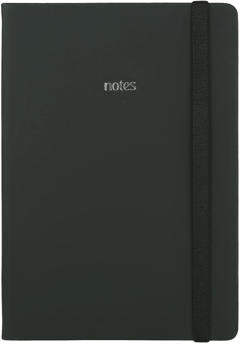 Victoria's Journals - Notitieboek A5 - 160 gsm - Luxe Vegan Leer Hardcover - Gelinieerd - Zwart
