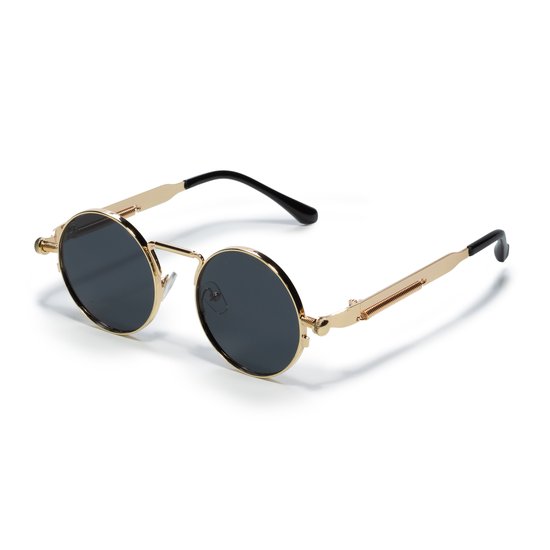 Freaky Glasses - Zonnebril rond - Festivalbril - Bril - Feest - Glasses - Heren - Dames - Unisex - Kunststof - zwart - goud van Freaky Glasses — afbeelding 2