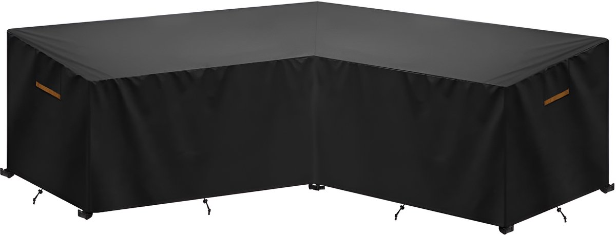 Famanu - L-vormige tuinmeubelafdekking met ventilatieopeningen, L-vormige loungebank, beschermhoes, waterdicht, afdekzeil voor outdoor hoekbank, hoekloungegroep, loungemeubel, 254 x 254 x 85/80 cm