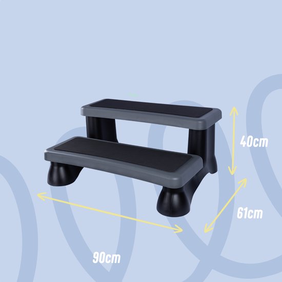W'eau spa trap antislip met leuning - Zwart