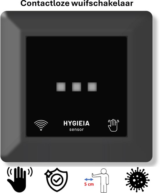 Foto: Freelux aanraakvrije bediening led schakelaar 230vac 10a signaal zwart mat gelakt