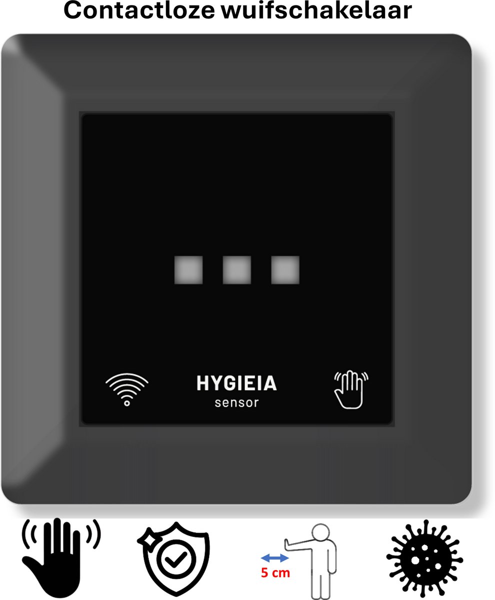 Freelux Aanraakvrije bediening | Led Schakelaar | 230VAC/10A | Signaal zwart mat gelakt