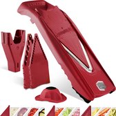 Börner Mandoline V5 Starter | 5-delige set | 6 snijdiktes | Geschikt als Frietsnijder | BPA-vrij en Roestvrij | Rood
